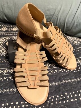 Eileen Fisher Tan Woven Strappy Slip-On Sandals